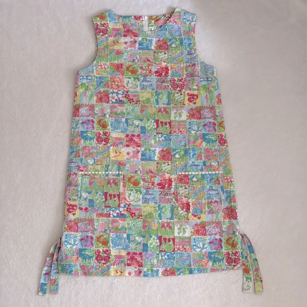 Lilly Pulitzer | State Of Mind USA Patchwork Print Classic Shift Dress (10) - Picture 16 of 16